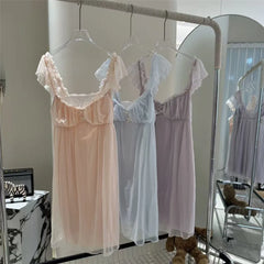 Mesh Nightgown Midi Sleepdress