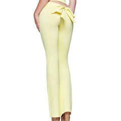 Knitted Low Waisted Bow Flared Pants