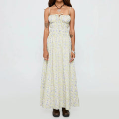 Smocked Spaghetti Strap Stripe Maxi Dress