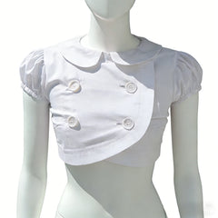 Peter Pan Collar Button Crop Top