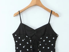 Black Polka Dot 3D Flower Mini Dress