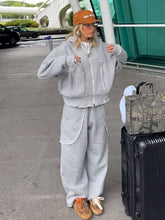 Lace Ruffle Trim Hoodie And Sweatpants Set