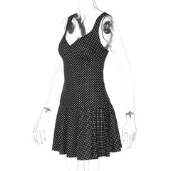 Black Polka Dot Tank Top And Mini Skirt Set