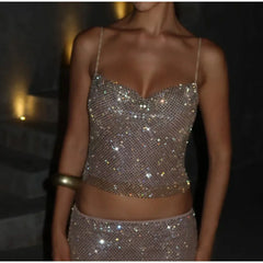 Sequin Layered Cami Top And Mini Skirt Set