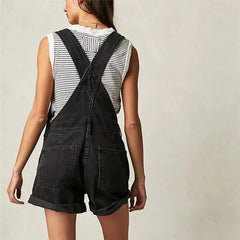 Denim Adjustable Strap Shorts Overalls