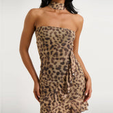 Leopard print strapless dress