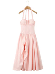 Halter Neck Puff Maxi Dress