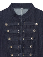Stand Collar Denim Button Jacket