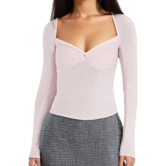 Sweatheart Neck Long Sleeve Top