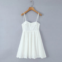 White Sleeveless Back Tie Babydoll Mini Dress