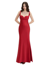 Red evening gown on a white background