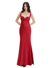 Red evening gown on a white background