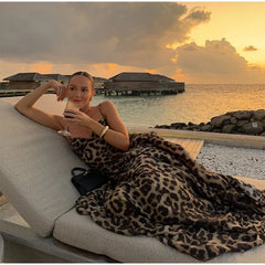 Leopard Sling Strap Long Dress