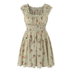 Floral Print Ruffle Strap Smocked Mini Dress