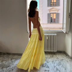 Open Back Ruffled Maxi Dress