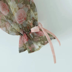 Green Floral Mesh Strapless A-line Mini Dress With Removable High Collar Bow Sleeves