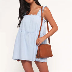 Blue Slip Short Dress