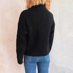 Halloween Pumpkin Embroidery Turtleneck Sweater