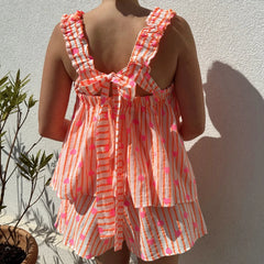 Printed Striped Tank Tops And Shorts Set