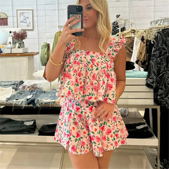 Floral Camisole with Shorts Pajama Set