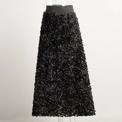 Embroidered Petal Textured Maxi Skirts