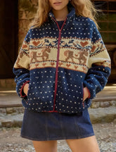 Plush Christmas Jacket With Zipper Pocket