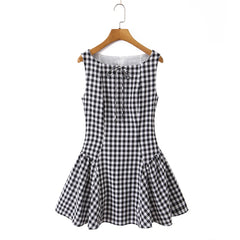 Gingham Plaid Mini Sleeveless Dress