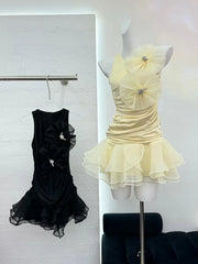 3D Flower Ruffles Mini Dress