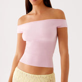 Solid Cropped Off-Shoulder Top