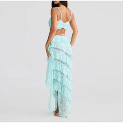 Knitted Twist Bralette And Maxi Skirt Set
