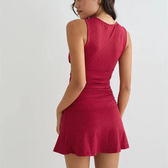 Low Cut Deep V Neck Sleeveless A-line Mini Dress