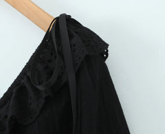 Lace Ruffles Square Collar Lantern Sleeve Mini Dress