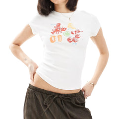 Lobster Print Short Sleeve Graphic Tee