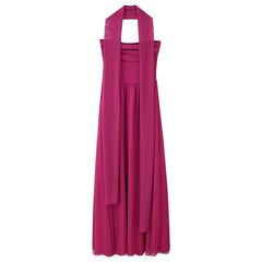 Mesh Scarf Strapless Long Dress