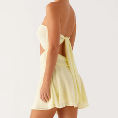 Strapless Tube Cut Out Bandeau Mini Dress