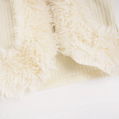 Furry Patchwork Ribbed Zipper Cardigan