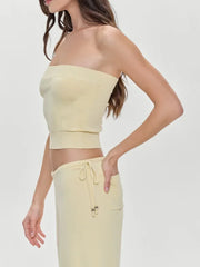 Ribbed Tube Top And High Waist Pants Set