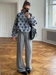 Fleece Printing Half-Zip Sweatshirt