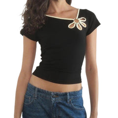 Bordered Flower Hole T-shirt