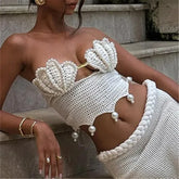 Shell Pearls Knit Tube Top