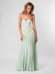 Halter Neck Lace Corset Tie Patchwork Long Dress