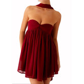 Babydoll Mini Tube Dress with Scarf