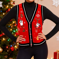 Christmas Embroidery Knit Vest