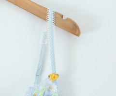 Blue Plaid Wire Bra Embroidery Mini Dress