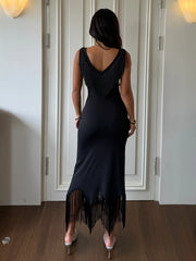 Tassel Patchwork Bandage Midi Dress