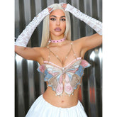 Metal Chain Tied Butterfly Shaped Crop Top