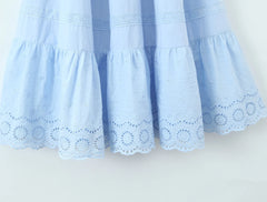 Smocked Ruched Tie Up Strappy Maxi Dress