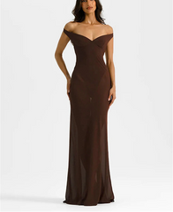 Wrap Off-shoulder Strap Mesh Bodysuit Maxi Dress