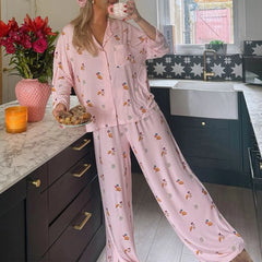 Floral  Long Sleeve Shirt and Pants Pyjama Set