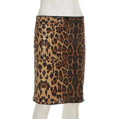 Sequin Leopard Print Midi Pencil Skirt